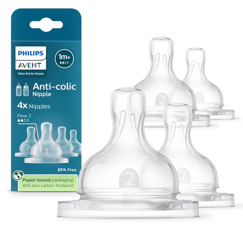 Miniatura 10 de Tetinas anti cólicos Philips Avent - Flujo 1, paquete de 4, SCY761/44