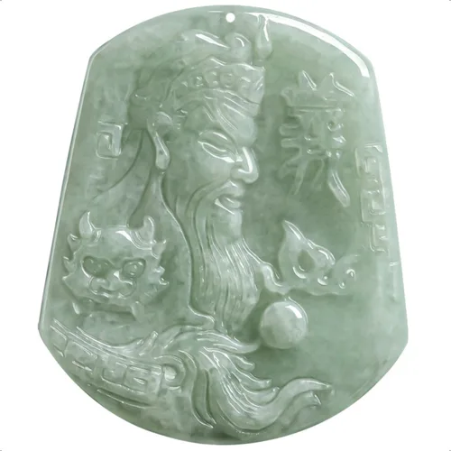 2.00 pulgadas autenticación natural hecho a mano jadeíta dios marcial Guan Yu Jade colgante hombres y mujeres Guan Yunchang collar Fengshui Jade