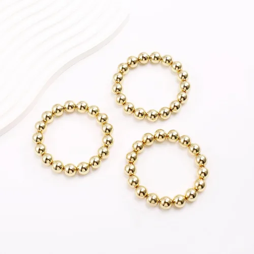Miniatura 6 de Brazalete de oro para mujer, grueso, curvado, apilable, chapado en abalorios, pulseras elásticas