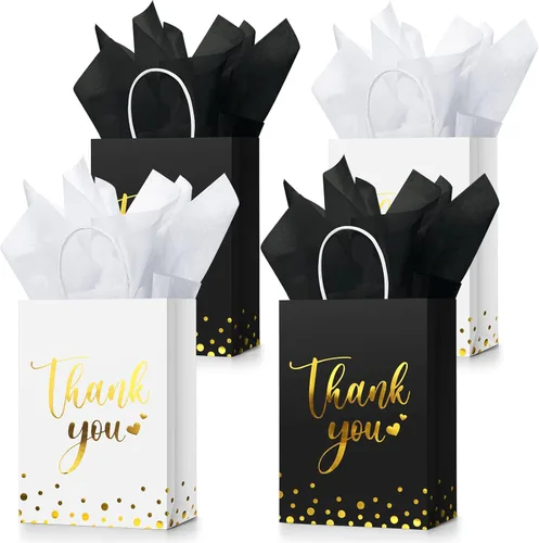 Miniatura 22 de Tinlade 30 bolsas de regalo de agradecimiento con papel de seda dorado con asa para graduación, negocios, compras, boda, ducha, regalos de fiesta
