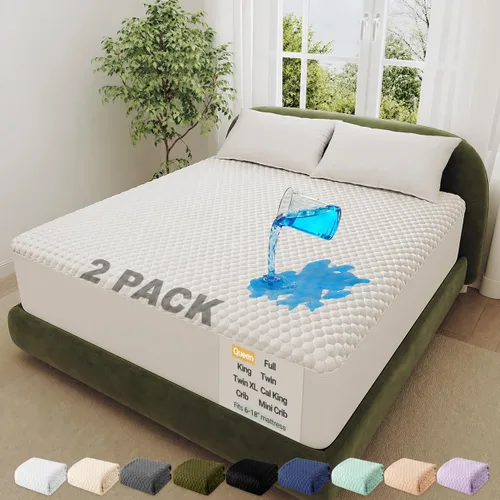 Miniatura 18 de OhGeni - Protector de colchón 100% impermeable tamaño Queen, almohadilla suave para colchón, resistente al pelo de mascotas y a la enuresis 1- Blanco