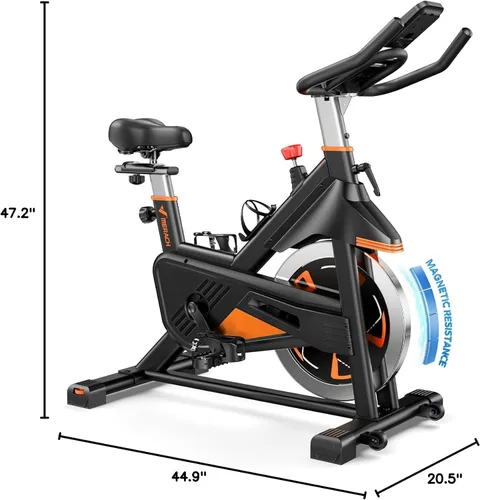 Miniatura 10 de Merach Magnetic Exercise Bike, Heavy Duty Stationary Bike with Automated Resistance, 300 350 Lbs Weight Capacity, Low Noise Indoor Workout Bike for