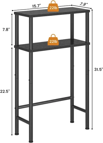 Miniatura 3 de Asgolion Mesa consola estrecha, mesa de entrada pequeña de 15.7 pulgadas, mesa de sofá de 2 niveles con almacenamiento, mesas consola delgadas