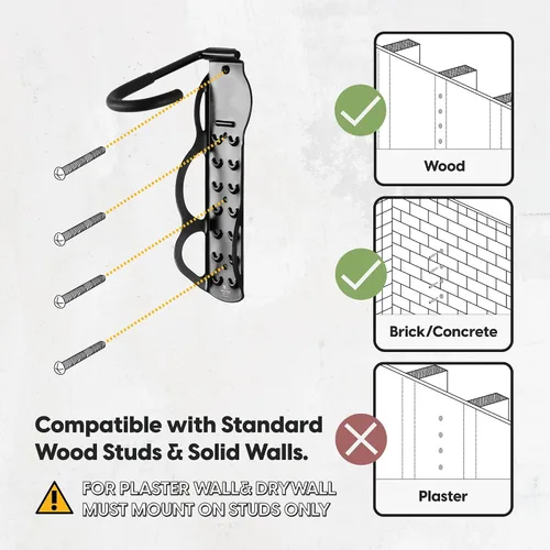 Miniatura 2 de BikeHand - Soporte de pared para bicicleta, soporte vertical resistente para montaje en pared, para almacenamiento interior de cobertizo de garaje