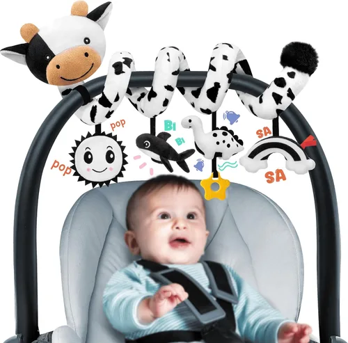 Miniatura 10 de Stuffed Juguetes en espiral para asiento de automóvil para bebé, los mejores regalos para recién nacidos, artículos esenciales suaves para bebés