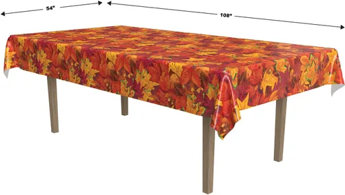Miniatura 3 de Beistle Mantel de hojas de otoño, 54 x 108 pulgadas, 3 piezas, mantel de plástico, mantel rectangular