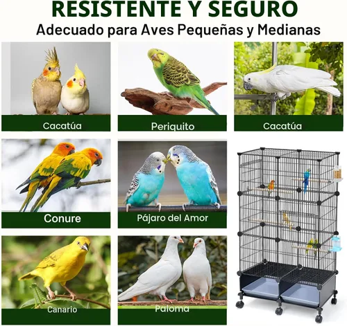 Miniatura 5 de VISCOO Jaula para pájaros cifrada mejorada de 46 pulgadas, con perchas de madera, jaula de periquito de metal con bandeja deslizante, botella