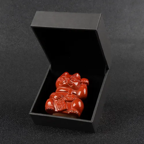 Miniatura 5 de Artistone Figura coleccionable de cristal de jaspe rojo Maneki Neko Money Feng Shui Fortune Lucky Cat Escultura de piedras preciosas para atraer