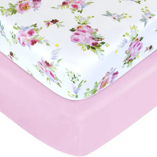 Miniatura 22 de Sábanas para Pack and Play para niña, paquete de 2 sábanas para mini cuna, sábana ajustada para corralito elástica, compatible con Graco Pack n