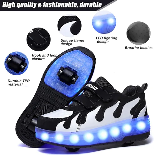 Miniatura 4 de AIkuass Zapatos con ruedas LED y USB recargables, zapatillas de patinaje con luces para niños y niñas