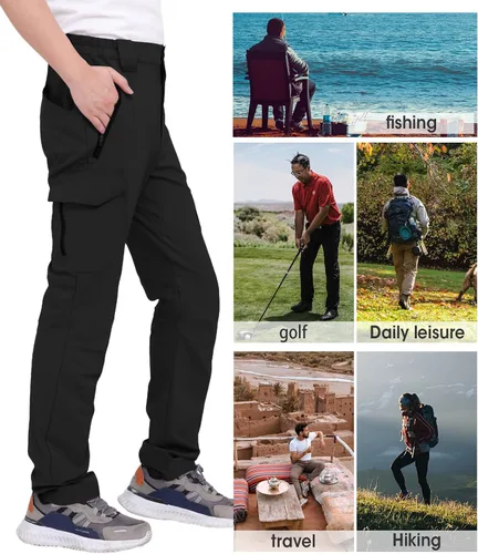 Miniatura 7 de WORK IDEA Pantalones de senderismo para hombre, impermeables, ligeros, pantalones de pesca al aire libre con bolsillos tipo cargo