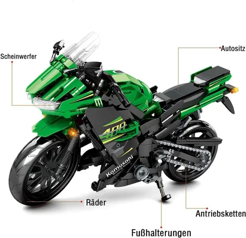 Miniatura 2 de Pasyru Technology - Juego de construcción de moto, 862 piezas para Kawasaki Ninja 400 modelos de construcción, juguete de construcción