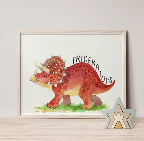 Miniatura 7 de DREAM BIG PRINTABLES Impresiones artísticas de acuarela de dinosaurios (juego de 4) – sin marco – 8 x 10 s El juego incluye tiranosaurio Rex