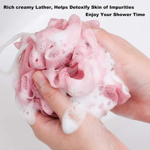 Miniatura 2 de Mesh Pouf Bath Sponge Exfoliating Shower Ball Pom Cleaning Accessory