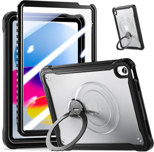Case for iPad A16 11th Generation 11-inch 2025 & iPad 10th Generation 10.9-inch 2022 with Screen Protector, 360° Rotating Kickstand Handle, Rugged