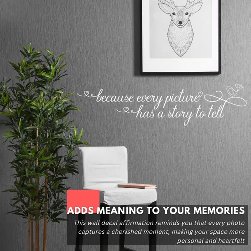 Miniatura 2 de My Vinyl Story - Because Every Picture - Calcomanía inspiradora para pared, diseño de amor familiar, decoración con texto artístico para el hogar
