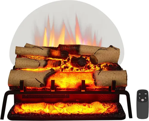 LegendFlame - Juego de troncos de abedul blanco de 23 pulgadas de ancho (EF290A-WB), inserto de chimenea, calentador de 750 W/1500 W, sonido