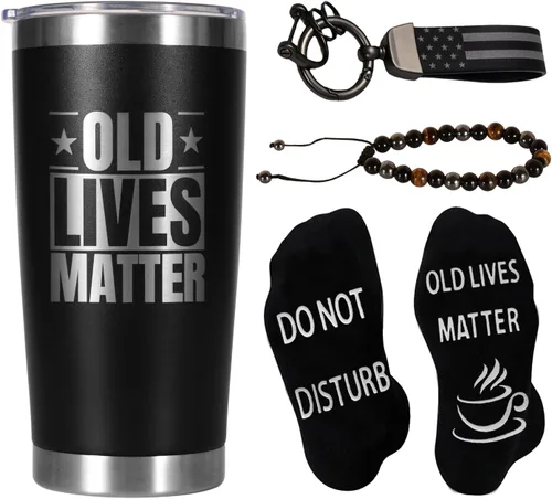 Regalos de cumpleaños y Navidad para papá, abuelo, esposo y hombres mayores, vaso y taza de bandera estadounidense de 20 onzas