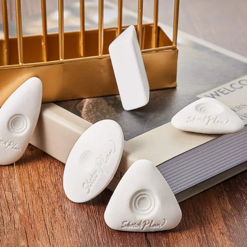 Miniatura 6 de Outus Borradores de cubo con agarre de diferentes formas, borrador de vinilo blanco para dibujo, escritura, bocetos (8)