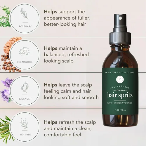 Miniatura 4 de Rowe Casa Organics Spritz reparador natural para el cabello con hamamelis y aceites esenciales terapéuticos, voluminizador de cabello hecho a mano
