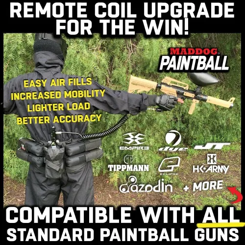 Miniatura 3 de Maddog Paquete de 4+1 arnés de paintball con (4) cápsulas de paintball y combo de bobina remota de tanque de paintball de desconexión rápida Lima