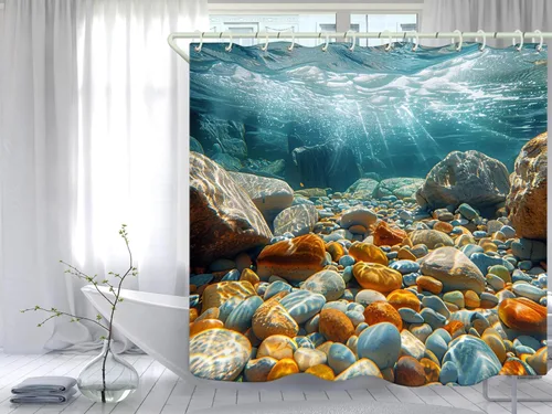 Miniatura 21 de Juego de cortinas de ducha de lámina dorada de ágata amatista (con 12 ganchos blancos en C), cortina de baño de tela de geoda impermeable