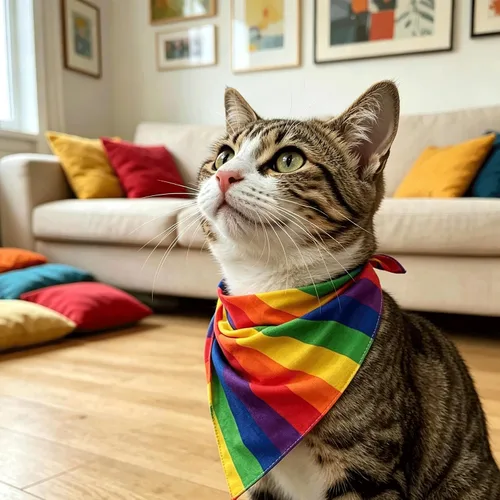 Miniatura 5 de Tinsow Pañuelos multiusos Baberos Rainbow Dog Kerchief LGBT+ Día del Orgullo Collar de perro gato Mascotas Collar