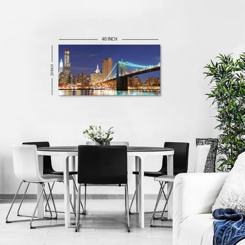 Miniatura 6 de Arte de pared de la ciudad de Nueva York, noche azul, puente de Brooklyn, horizonte, decoración de pared, imágenes de paisaje urbano del centro