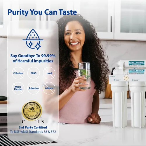 Miniatura 4 de APEC Water Filtro de agua de ósmosis inversa, sistema de ósmosis inversa de 6 etapas, certificado WQA para eliminar impurezas de 1K+