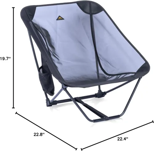 Miniatura 3 de iClimb Silla plegable de camping compacta ultraligera baja con bolsillo lateral y bolsa de transporte (malla negra)