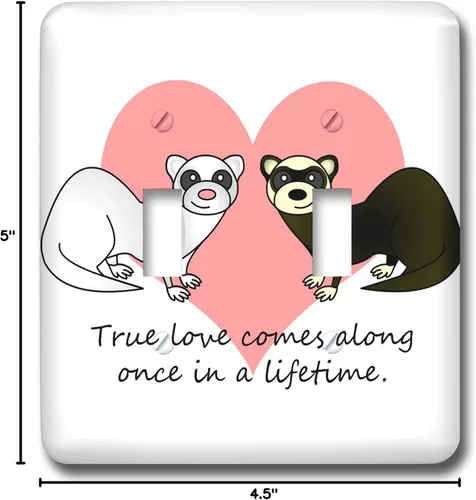 Miniatura 2 de 3dRose LLC LSP _ _ _ _ _ _ _ _ _ _ 13761 – _ _ _ _ _ _ _ _ _ _ 2 True Love Comes Along una vez en una vida de lindo hurón diseño doble Toggle Switch