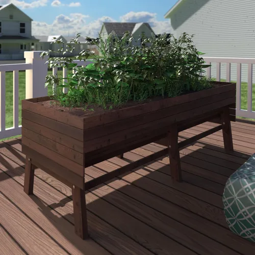 Miniatura 9 de MUPATER - Cama de jardín elevada de cedro de 6 x 3 x 2 pies para exteriores, cama de jardín elevada con patas, maceta elevada grande de 837 libras