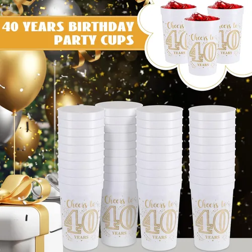 Miniatura 7 de Lallisa 40 tazas de plástico para fiestas de cumpleaños 40 a granel, de 16 onzas a 40 años, decoraciones de fiesta de 40 años, regalos de fiesta