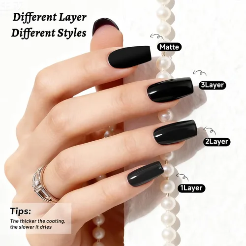Miniatura 5 de OpenLive Esmalte de uñas negro de 0.6 fl oz, gran volumen, secado rápido, secado rápido y de larga duración, arte de uñas de color para bricolaje