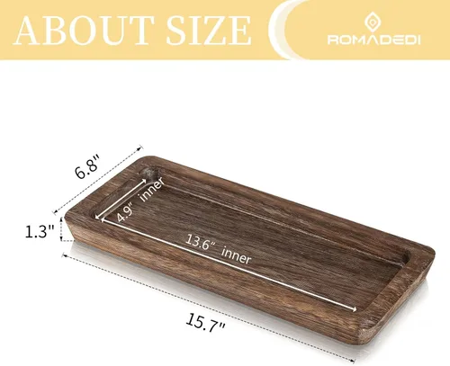 Miniatura 3 de Romadedi Bandeja decorativa de madera para velas, bandeja larga y estrecha de madera, decoración del hogar, centros de mesa rústicos, bandejas