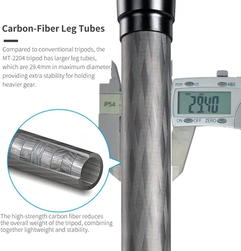Miniatura 3 de SIRUI Trípode profesional de fibra de carbono resistente, trípode de cámara de 61 ″ con cabezal de bola fluida, carga máxima de 33 libras