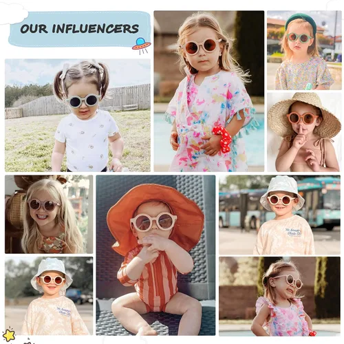 Miniatura 4 de SOJOS - Lentes de sol redondos polarizados para niños y niñas, protección ultravioleta 400 (UV400), lentes de sol para las vacaciones en la playa