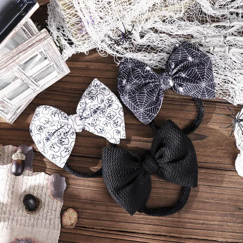 Miniatura 6 de YanJie Lazos de Halloween para bebés y niñas, diademas elásticas de nailon para niñas pequeñas, lazos para el pelo de araña, accesorios de Halloween