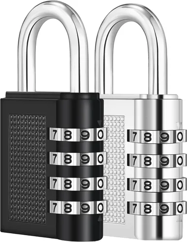 Miniatura 9 de ZHEGE Gym Lock - Candado de combinación de 4 dígitos para casillero, escuela, almacenamiento, habitación, valla, caja de herramientas (negro)