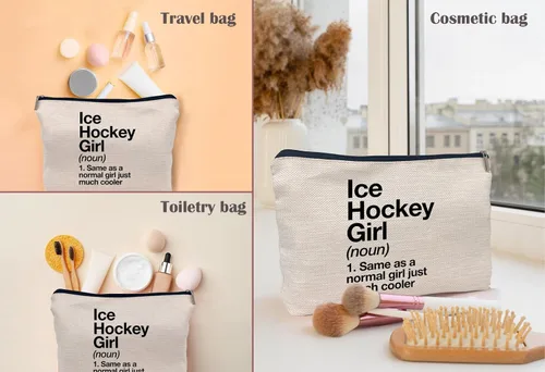 Miniatura 5 de Frases inspiradoras, definición de hockey sobre hielo, deportes, hockey sobre hielo, bolsa de maquillaje para niña, estuche con cremallera