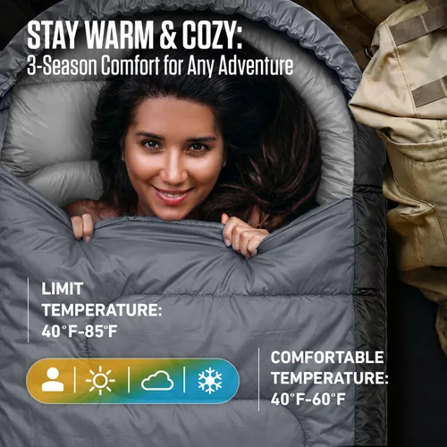 Miniatura 3 de VENTURE 4TH Saco de dormir para mochileros – XXL, tamaños dobles e individuales – Saco de dormir ligero para clima cálido y frío para adultos, niños