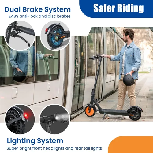 Miniatura 5 de Scooter eléctrico para adultos, neumáticos sólidos de 8.5 pulgadas, motor de 350/500 W, velocidad máxima de 16/19 MPH y rango de 12/21 millas