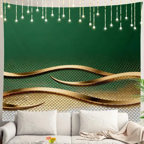 Miniatura 18 de Shrahala Tapiz de pared azul brillante, acuarela azul degradado para colgar en la pared, tapiz grande decorativo de fibra de poliéster, dobladillo