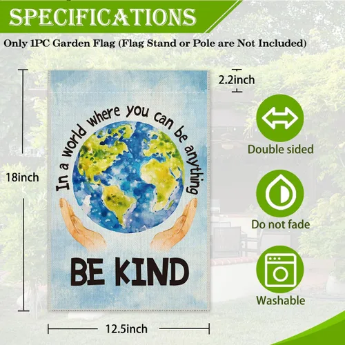 Miniatura 2 de Hafhue Bandera de bienvenida con texto en inglés «In A World Where You Can Be Anything Be Kind», decoración de casa de campo al aire libre