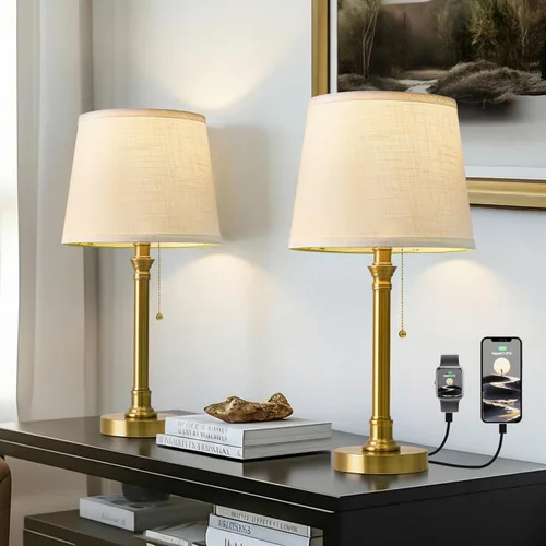 Miniatura 12 de Oneach Lámpara de mesa pequeña de 19.5 pulgadas para dormitorio, lámparas de noche para mesita de noche, lámpara de mesa negra para sala de estar