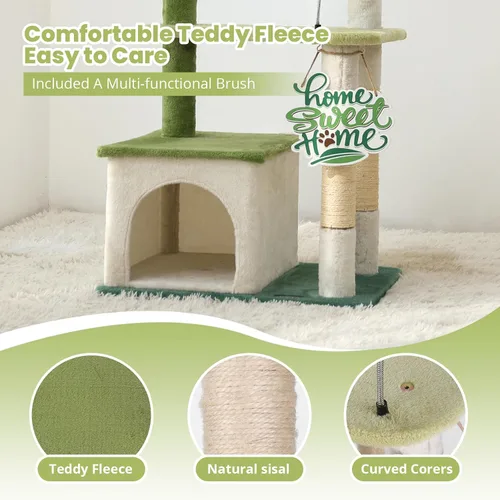 Miniatura 4 de HYABi Torre de árbol de aguacate para gatos de 47.5 pulgadas, lindo condominio de jardín para gatos con plataforma de actividad de varios niveles