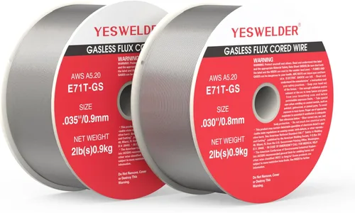 YESWELDER - Alambre MIG de núcleo de fundente sin gas, acero suave E71TGS, diámetro de 0,76 mm + 0,89 mm, carrete de 0,9 kg, paquete de 2 unidades