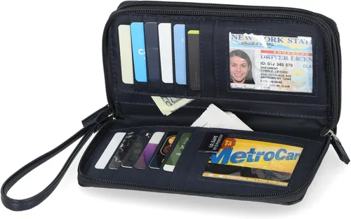 Miniatura 3 de Nautica On The Double Zip Around - Cartera de embrague de piel vegana para mujer con correa de muñeca, En las olas, Pequeña