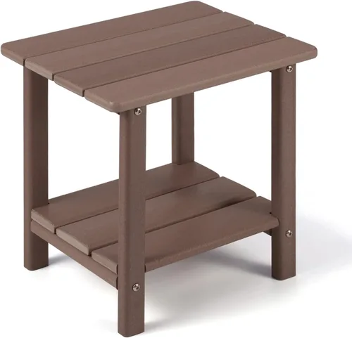 Miniatura 16 de Apolimi Mesa auxiliar de patio Adirondack, mesa auxiliar de patio resistente a la intemperie de 2 niveles, mesa auxiliar sólida de 16.5" para patio