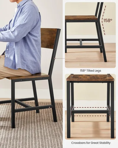 Miniatura 5 de VASAGLE Juego de 6 sillas de comedor, sillas de cocina de madera con estructura de acero, fácil de montar, asiento cómodo, silla moderna
